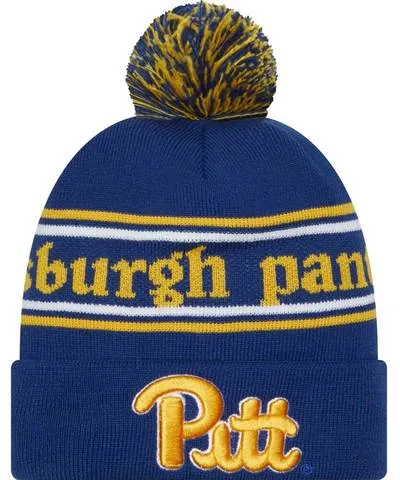 New Era Men's New Era Royal Pitt Panthers MarqueeÃÂ Cuffed Knit Hat with Pom